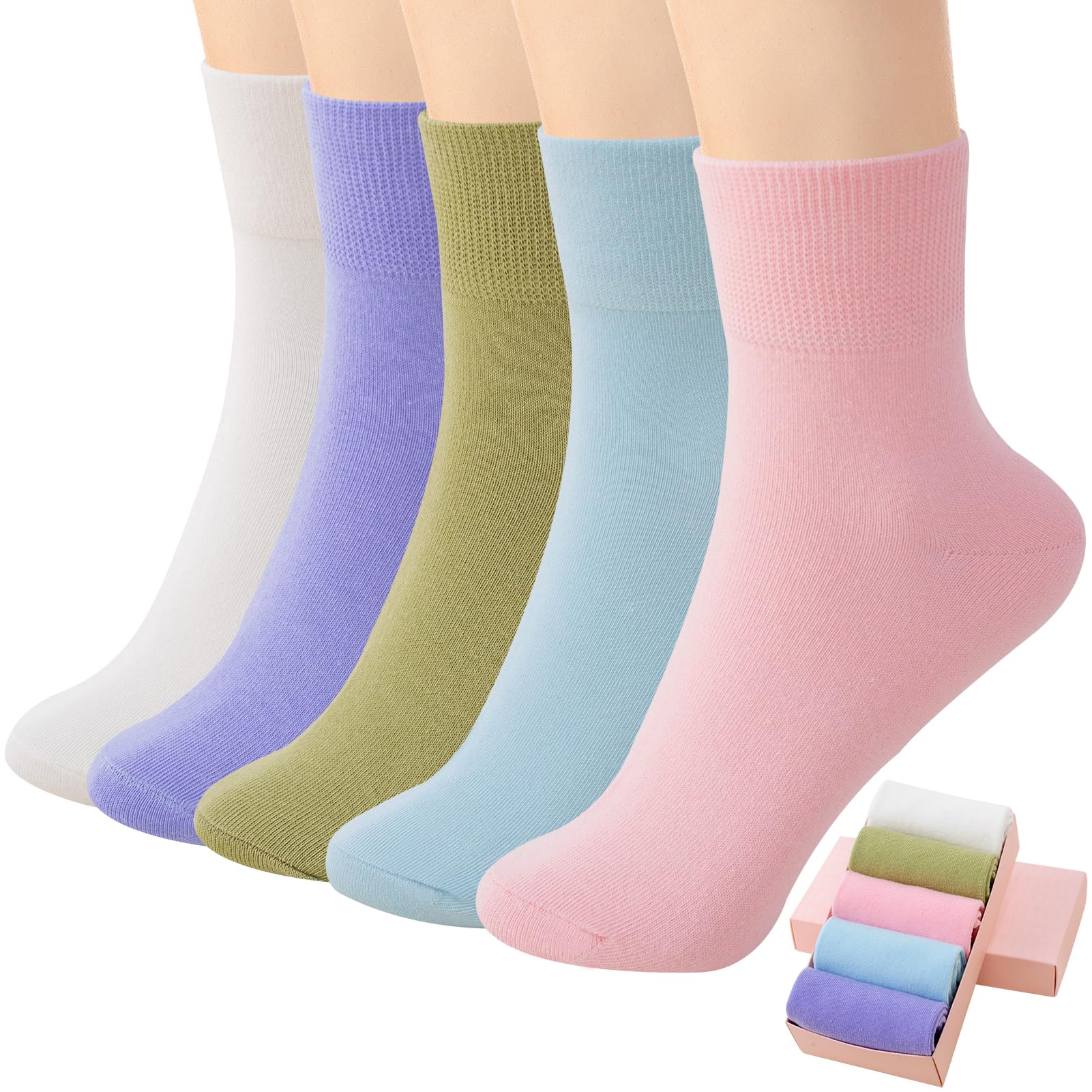HUGSWEET Cotton Soft Comfy Crew Ankle above Socks for Women Gift 5-10 Pairs