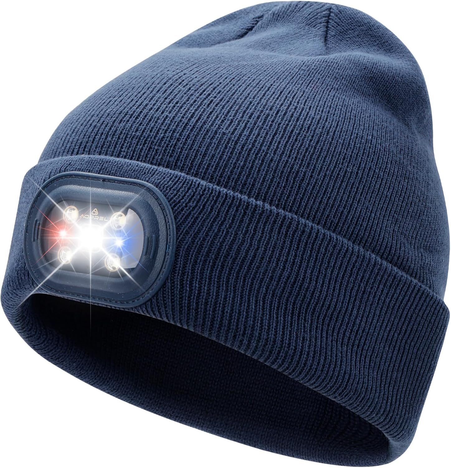Beanie with The Light, Unisex USB Rechargeable Headlamp Winter Knitted Cap for Men Dad Husband