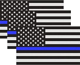 Classic Biker Gear Reflective Thin Blue Line Decal - 3x5 in. American Flag Decal for Cars and Trucks, Support Police and Law Enforcement Officers (3 Pack) - coolthings.us