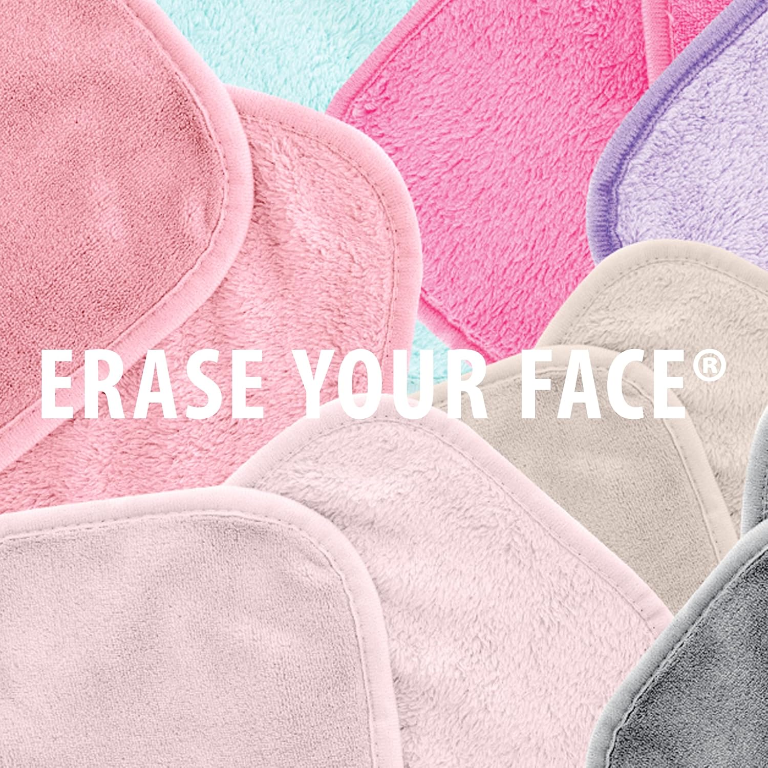 ERASE YOUR FACE Erase Your Face Make Up Removing Cloths, black, blue, pink, purple, 2 pack (count of 8) : Everything Else