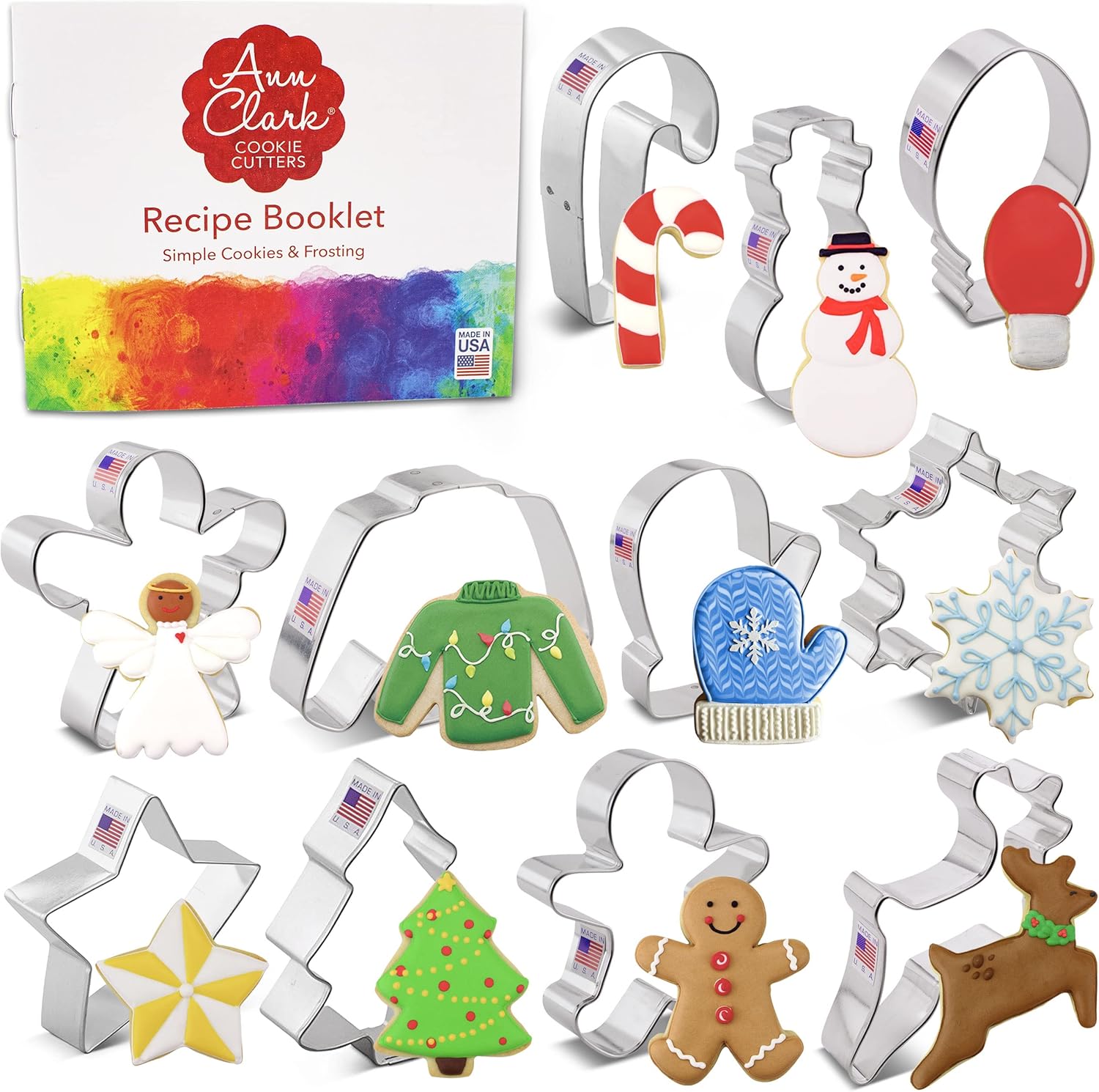 Christmas Cookie Cutters 11Pc Set Made in USA by Ann Clark