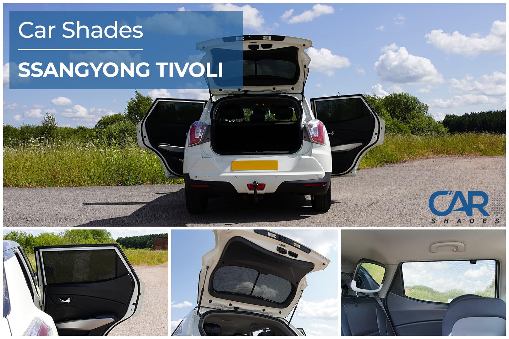 CAR SHADES Set Compatibile con SsangYong Tivoli 2015-2023 (4-Parti) Tendine Parasole su Misura
