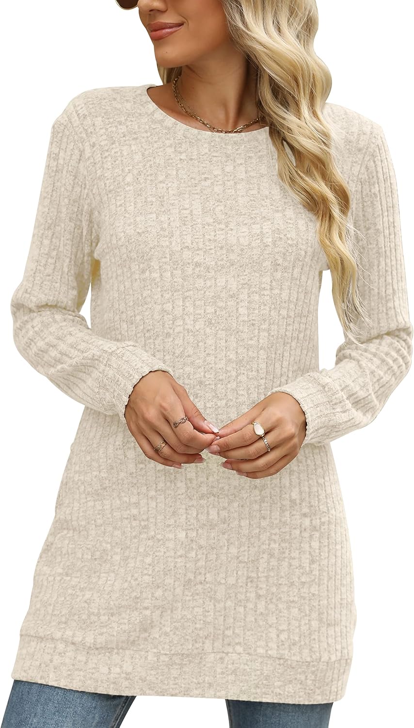 Sweaters for Women Long Sleeve Crewneck Sweatshirt Loose Casual Tunic Tops - Image 6
