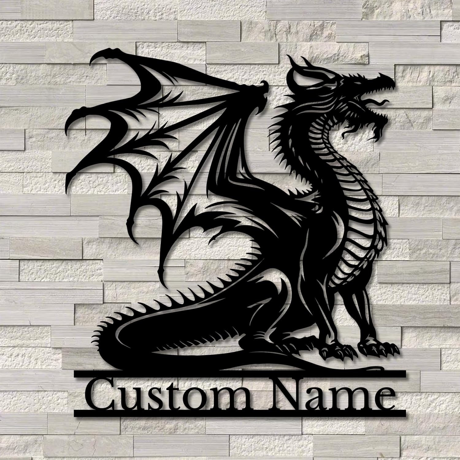 Senyer Style-4 Dragon Metal Wall Art, Personalized Dragon Name Sign (Style-4)