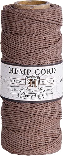 Hemptique - Cuerda 100 % de cáñamo - Cordón de cáñamo de 205 pies - Hecho con amor - No. Cuerda de 0.78 a 0.82 pies para hacer joyas, macramé,