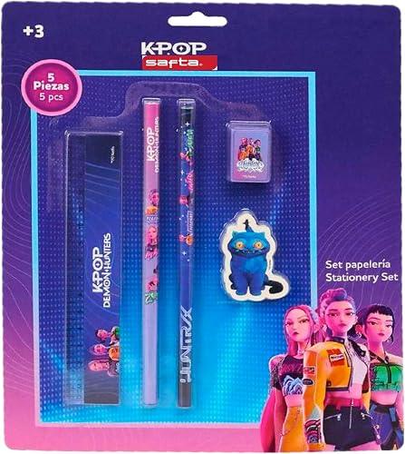 safta K-POP Demon Hunters - Stationery - Set d'écriture, étui cadeau et plume mé