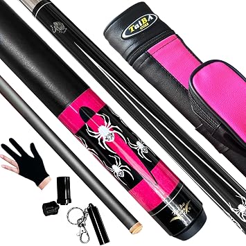 Tai ba cues 2-Piece Pool Stick with Black Shaft, 13mm Multilayer Leather Tip, 58", Hardwood Canadian Maple Professional Billiard Pool Cue Stick 18, 19, 20, 21 Oz Selectable