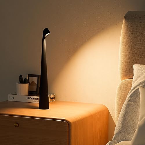 Miniatura 3 de Lámpara de escritorio LED inalámbrica portátil, lámpara de mesa inalámbrica recargable, brillo de 3 niveles, lámpara de mesa para patio, luz