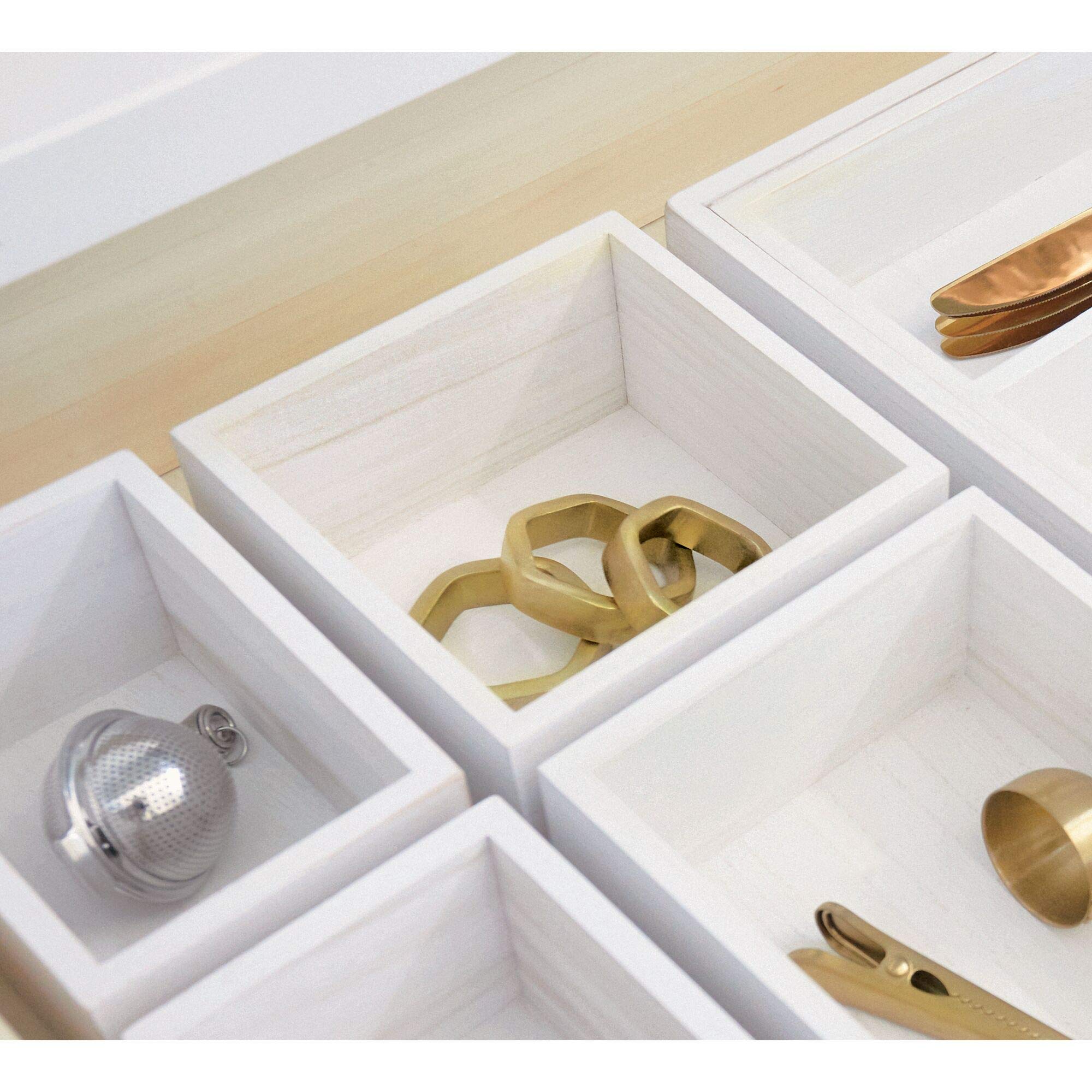 Organizer Per Cassetti In Legno Di Paulownia – IDesign Eco, Bianco, 12,7 Cm Cubo, Per Posate, Utensili, Trucchi, Salvaspazio