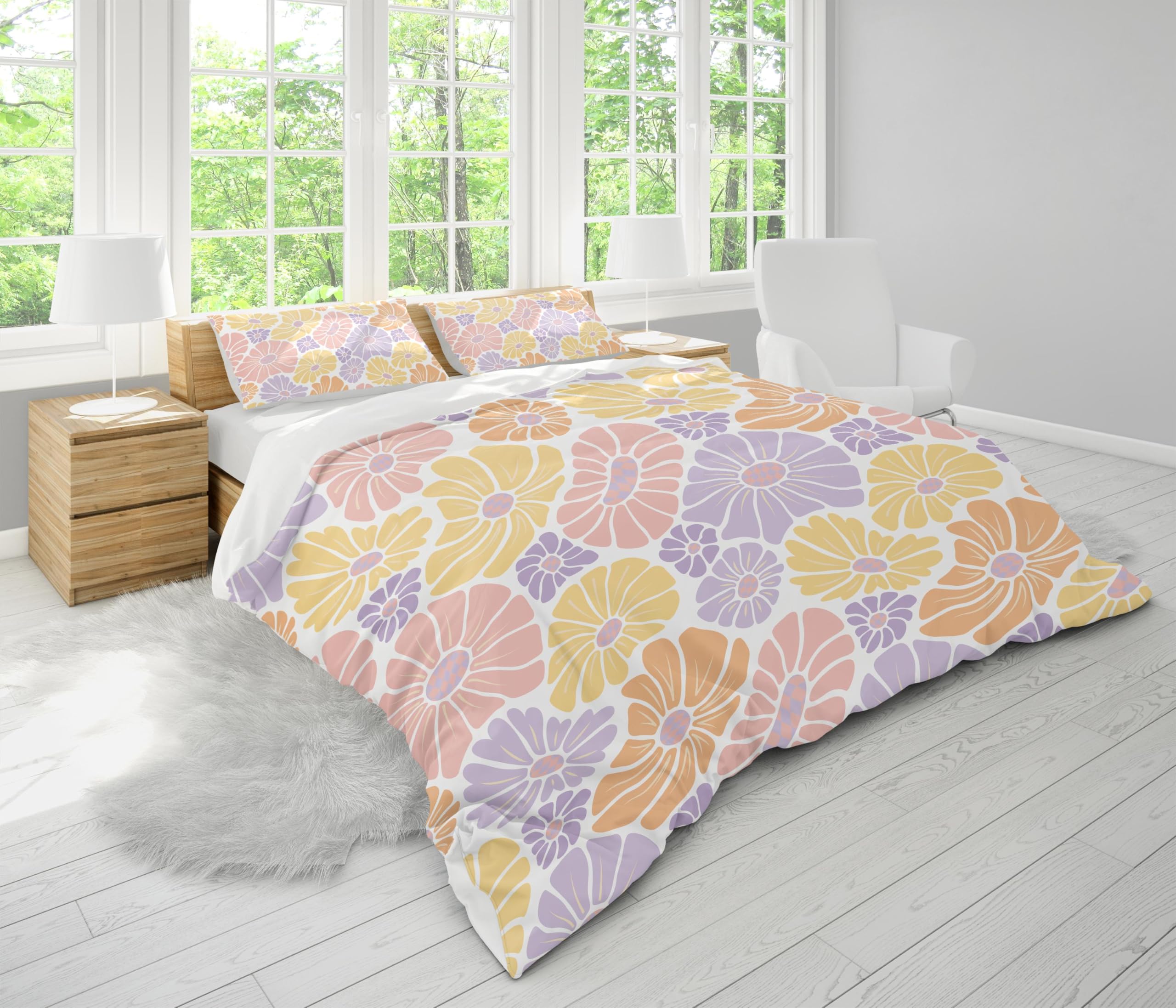 Ensemble de couette à motif géométrique rose pour lit double, parure lit 150x200cm cocooning