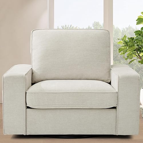 TEKAMON Silla decorativa giratoria, sillón individual giratorio de gran tamaño, sillón moderno de tela de felpilla para sala de estaroficina con
