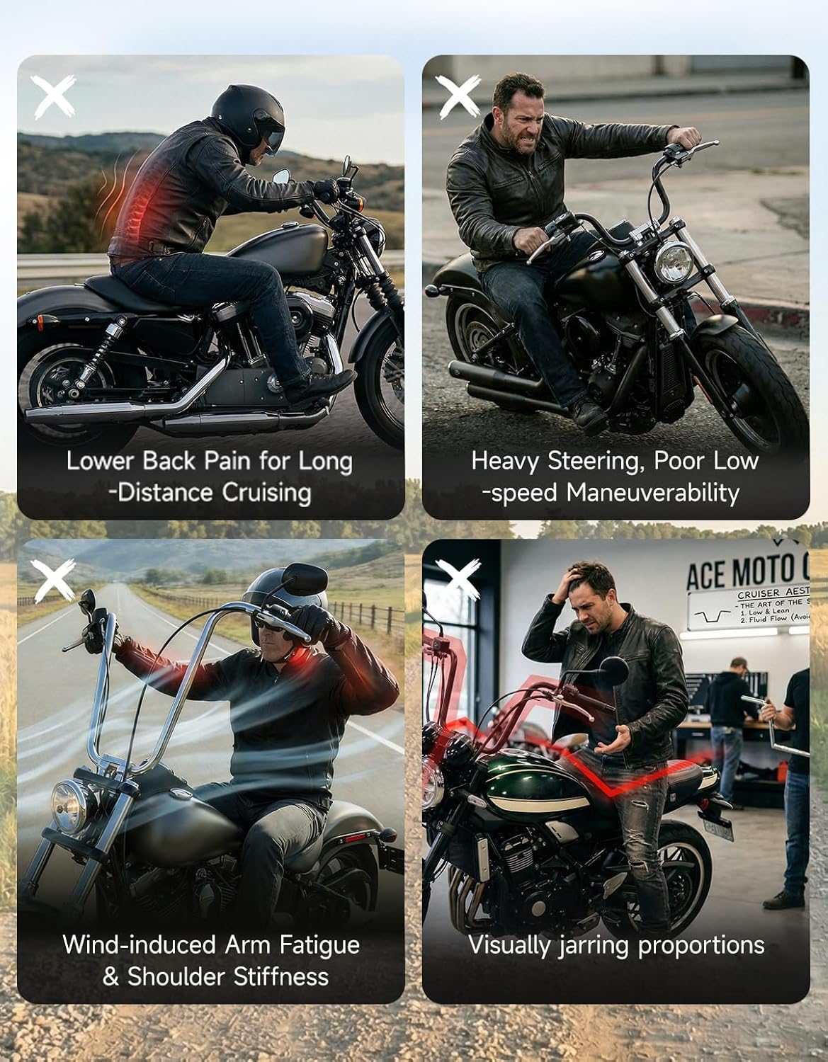 CUSTOM CHROME CCI 10" Rise 1" Fat Z-Bar Handlebar Fit For Harley-Davidson Honda Yamaha Suzuki Kawasaki Triumph Most Chopper Cruisers Bobber Bike Cafe Racer