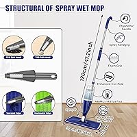 Vista 6 de Trapeador de Microfibra con Rociador para Limpieza de Pisos: Trapeadores Húmedos y Secos para Pisos de Madera Dura con 3 Almohadillas Lavables