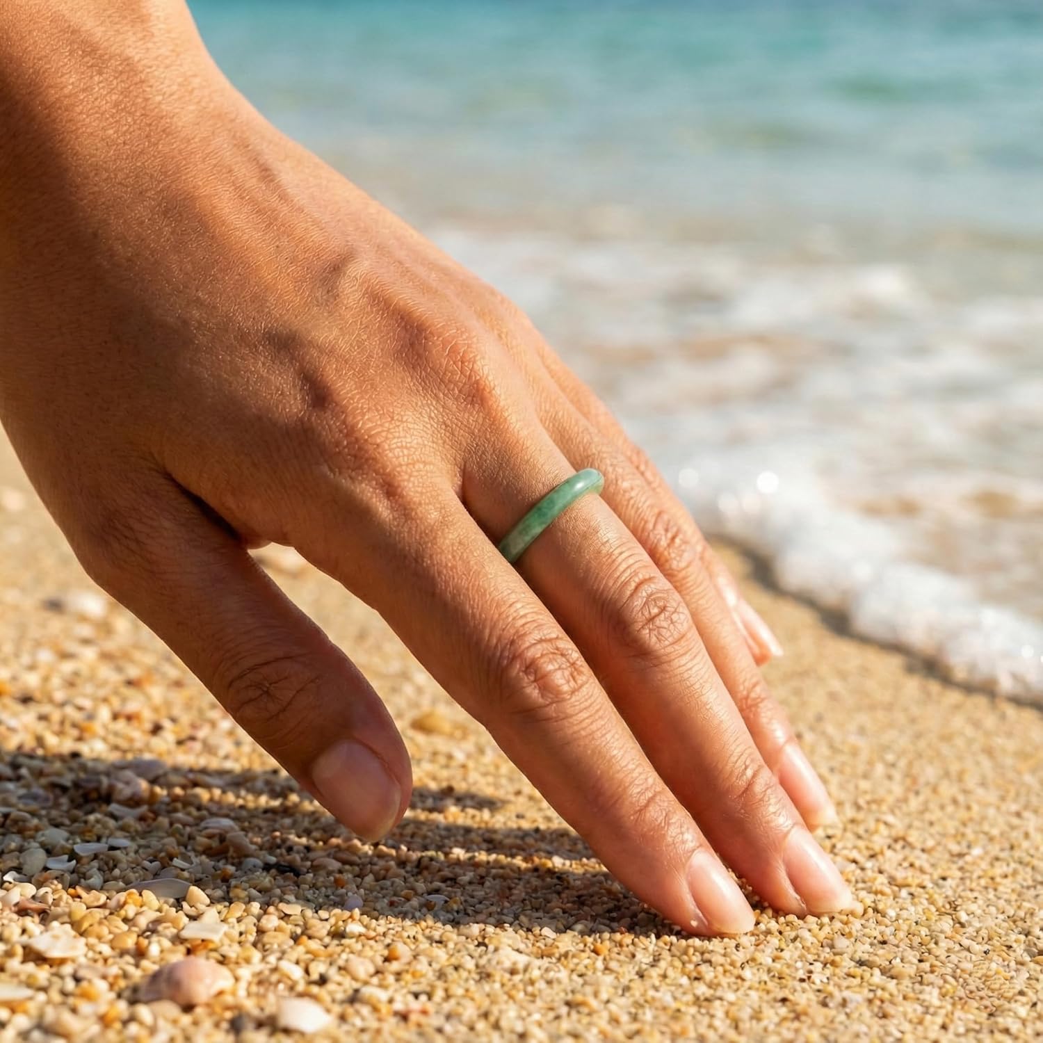 Natural Grade A Jadeite Ring - Genuine Untreated Hand Carved Jade Band Rings for Men & Women - Chinese Style Original Design Jewelry with Gift Box