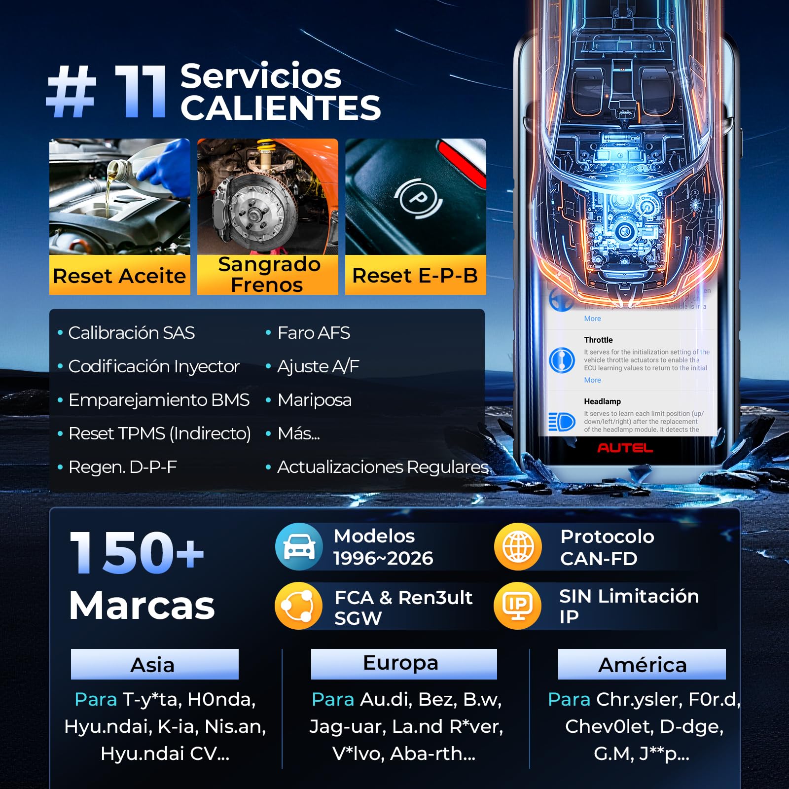 Autel MaxiDiag MD906PRO Diagnosis Coche Multimarca: 2025 Bluetooth Ver. de MaxiCOM MK808S MX808S, Sucesor de MD808PRO MD806 OBD2 Maquina Diagnosis, FCA SGW CAN FD,11 Servicio, Sin Cargo de Suscripción