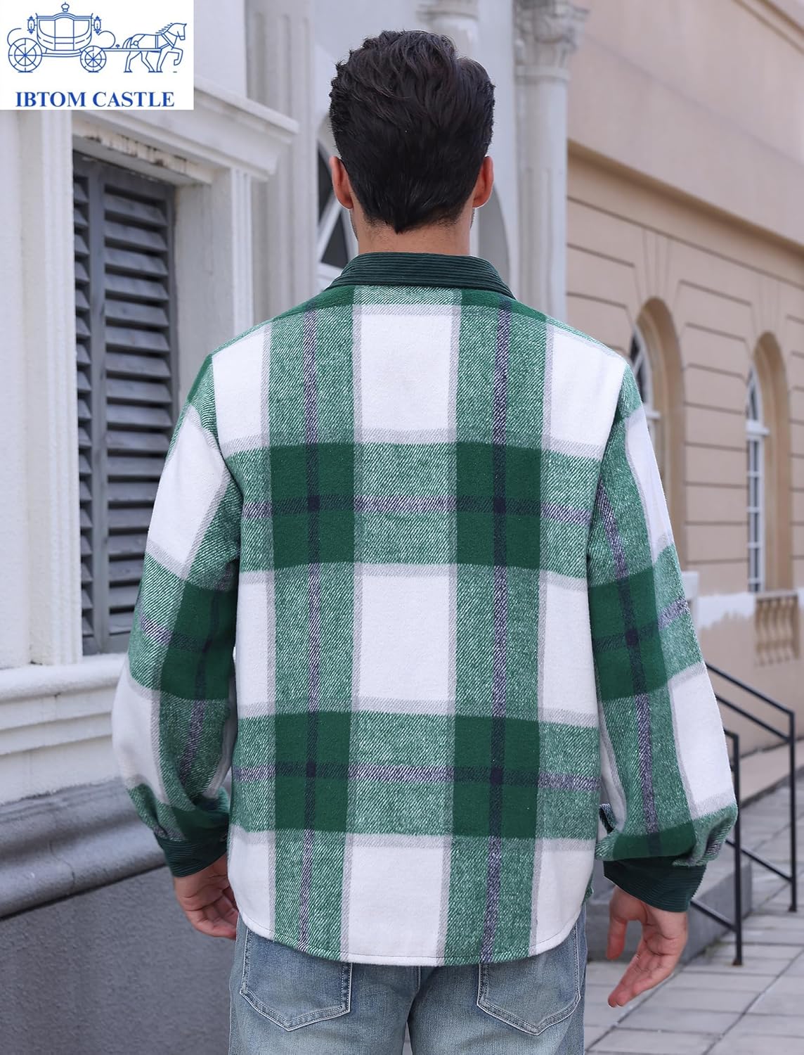 IBTOM CASTLE Men's Flannel Shirts Casual Button Down Plaid Shirt Jacket Long Sleeve Shacket with Pockets - Image 4