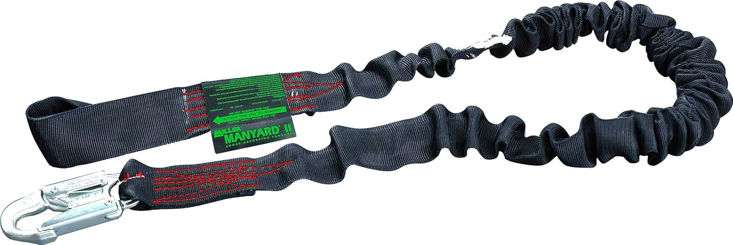 Miller by Honeywell 233MK/6FTBK 6-Feet Manyard II Stretchable Kevlar Web Shock Absorbing Lanyard, Black