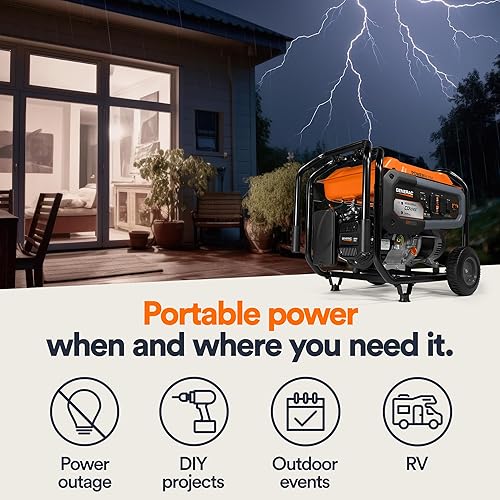 Miniatura 2 de Generac 7680 GP6500 Generador portátil a gas de 6,500 vatios - Tecnología COsense - Tecnología avanzada Powerrush - Potencia confiable para