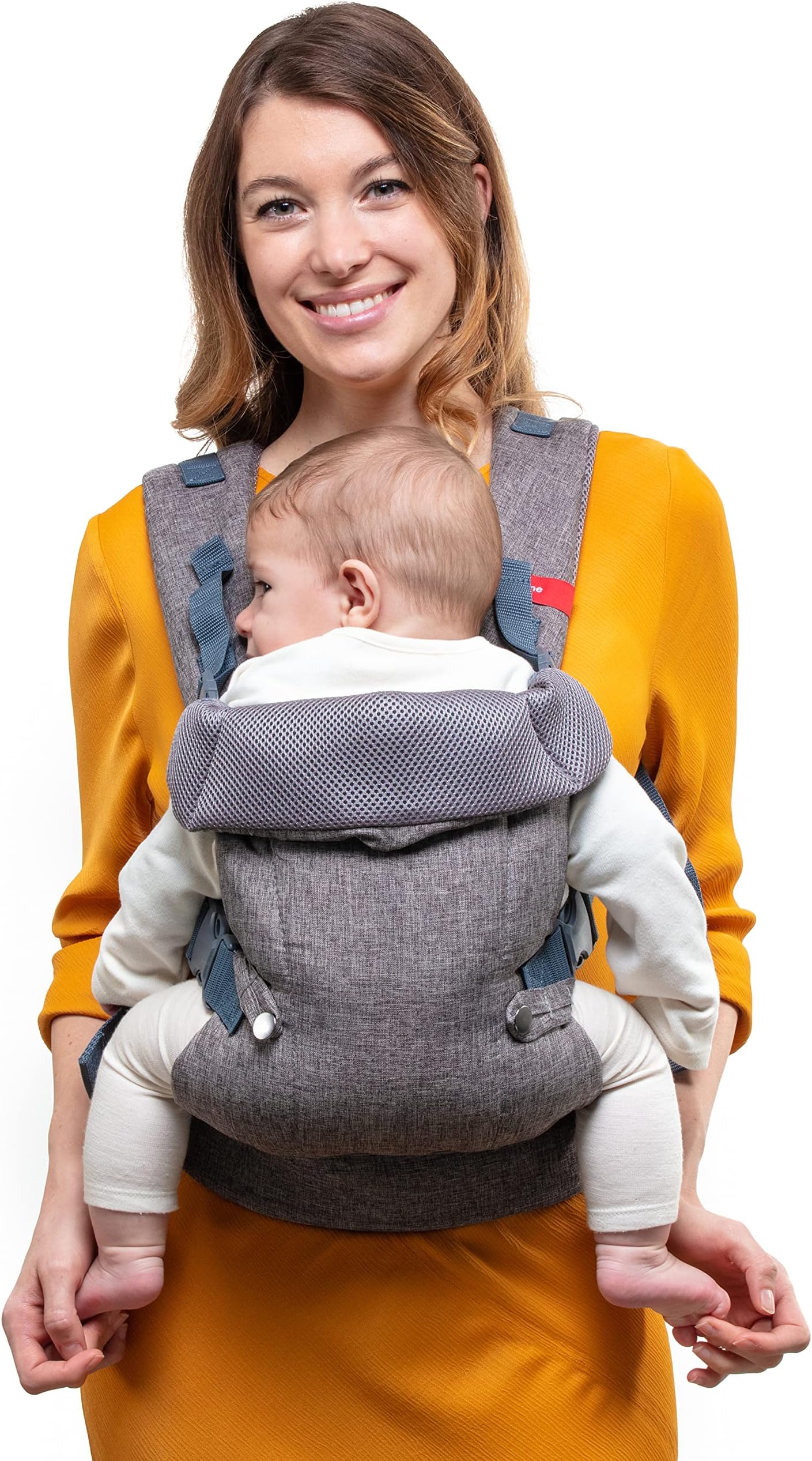 4-in-1 Convertible Baby Carrier with 3D Cool Air Mesh - Heather Grey - Wear with a Newborn as Small as 8 lbs, and Infants up to Toddler of 32 pounds.