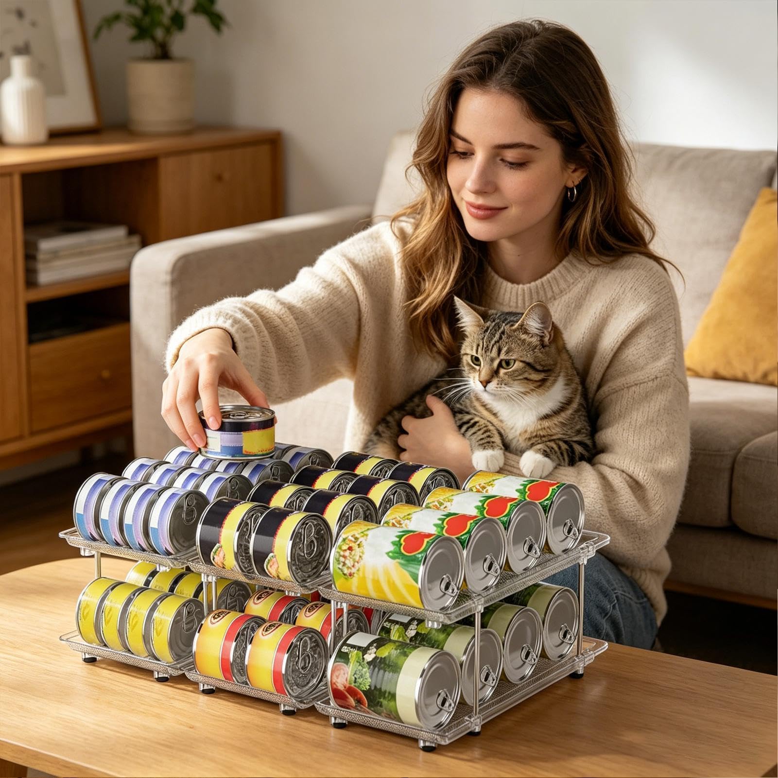 Genérico Organizador De Latas De Cocina Divisor Ajustable Impermeable | Estante De Almacenamiento De Latas Para Despensa Para Armario Cocina Inauguración Y Cumpleaños