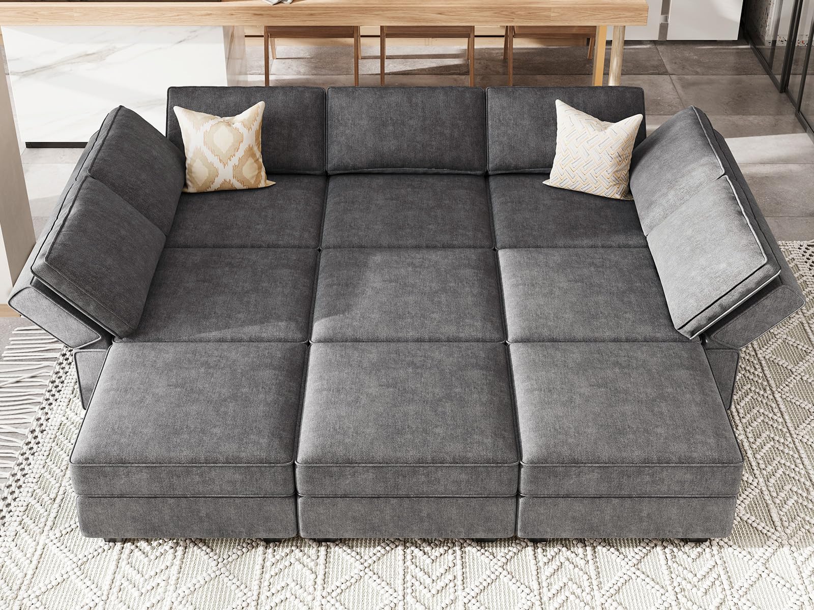 Belffin Modular Sectional Sleeper with Storage Ottoman