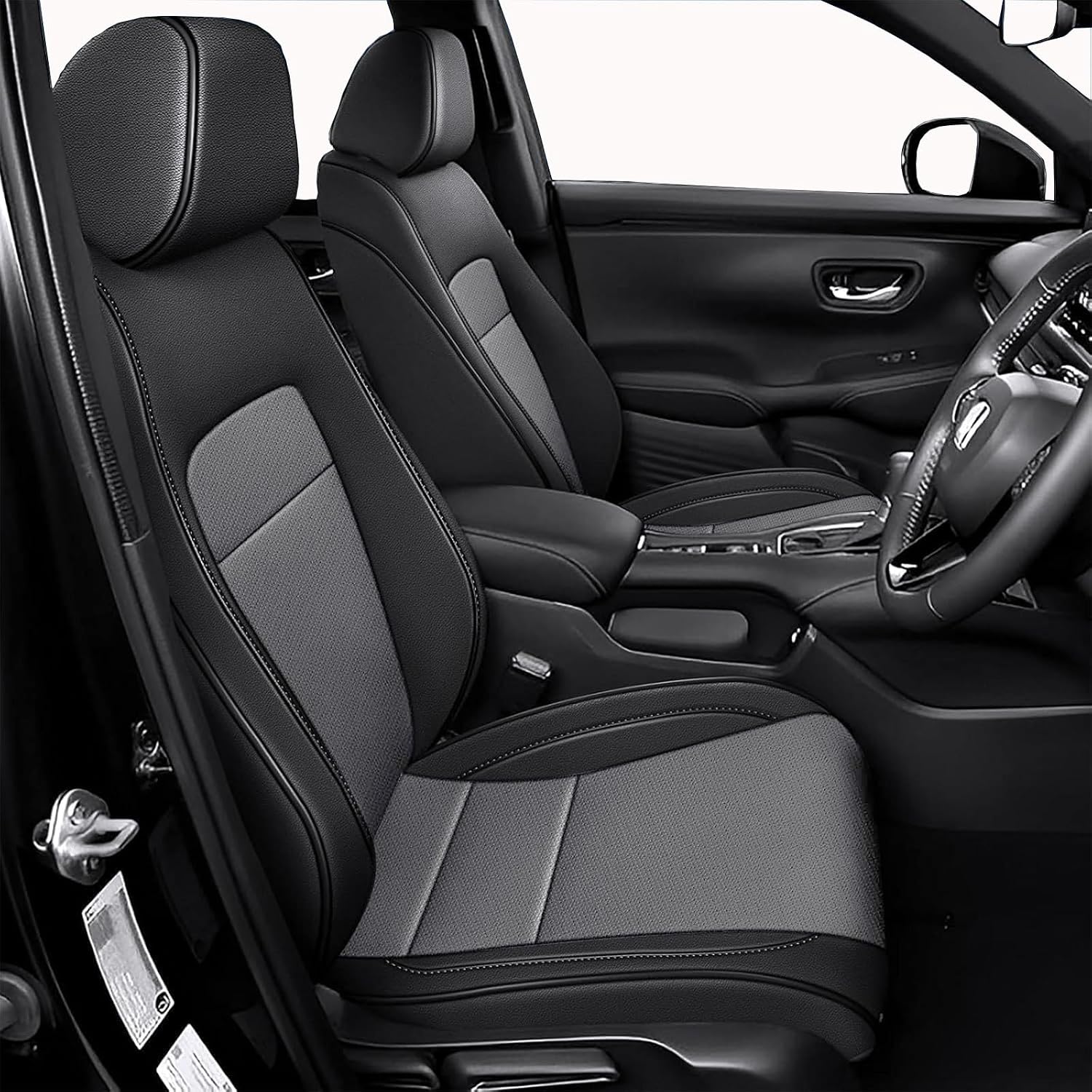 DISUTOGO Custom Fit Car Seat Covers for Honda HRV EX-L 2023 2024 2025 2026 2027 Full Set Faux Leather (Black)