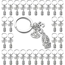 PHAETON 20PCS Ganesha Keychain with Lotus Charm Buddha Key Ring Key Holder Buddha Keychain, God Of Wealth Elephant Keychain for Festive Occasions, 3.18inch, Silver