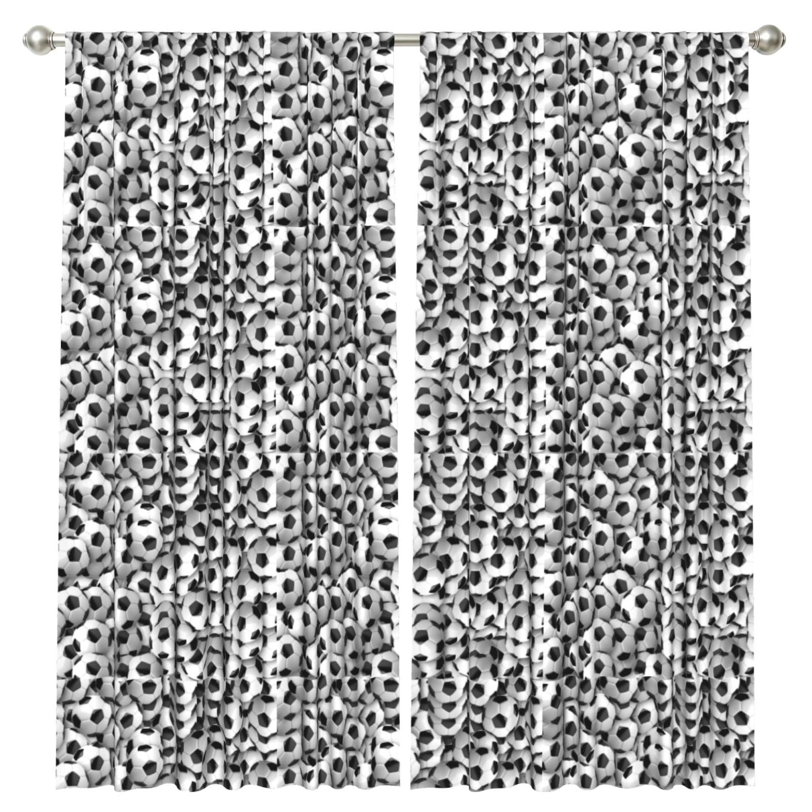 InOmak Soccer Ball Football, 2 Panels Window Curtains 52 x 84 Inch Blackout Curtains for Living Room Bedroom