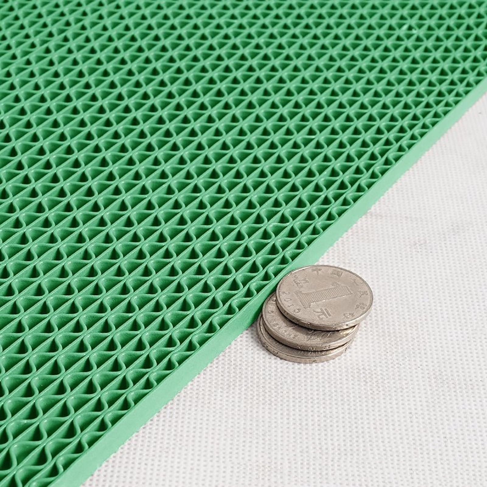 Gummimatte Rutschfeste PVC-Drainage-Bodenmatte, 7 Mm Dick, Gewerbliche Nassbereich-Bodenmatten für Badezimmer und Küche, Wasserfeste Bodenmatten für Nassbereich Im Poolbereich(Green,1.6x10m(63x393.7")