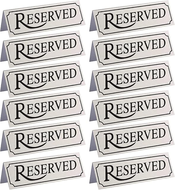Reserved Metal Table Tent Sign (12-Pack) - 12 x 4 x 3 cm