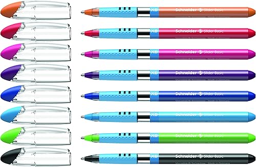 Miniatura 2 de Schneider Bolígrafo deslizante, palo, extra doblado 0.055 in, colores surtidos de tinta y barril, 8 unidades