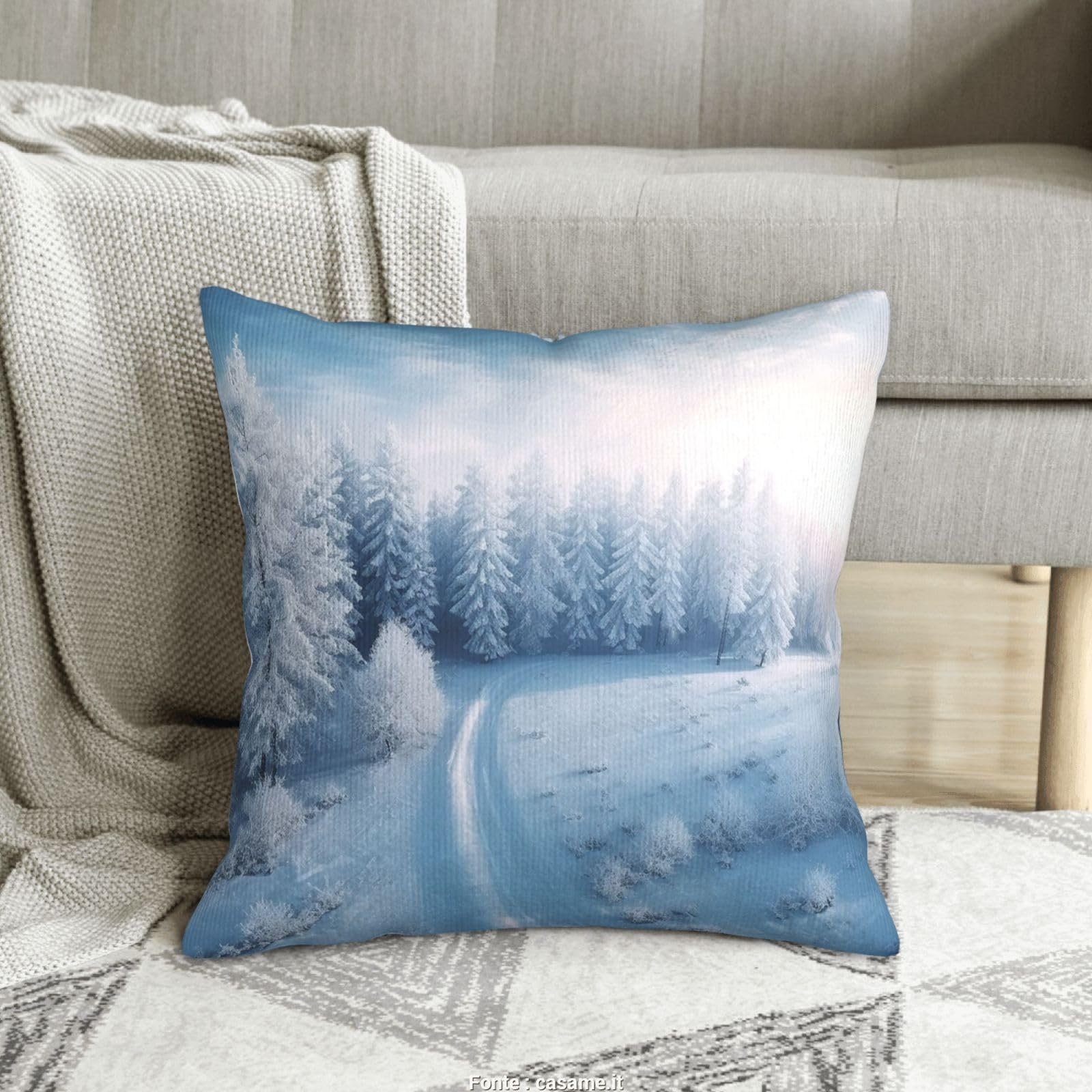 Housse de coussin velours côtelé doux anti-plis pour canapé et lit识别