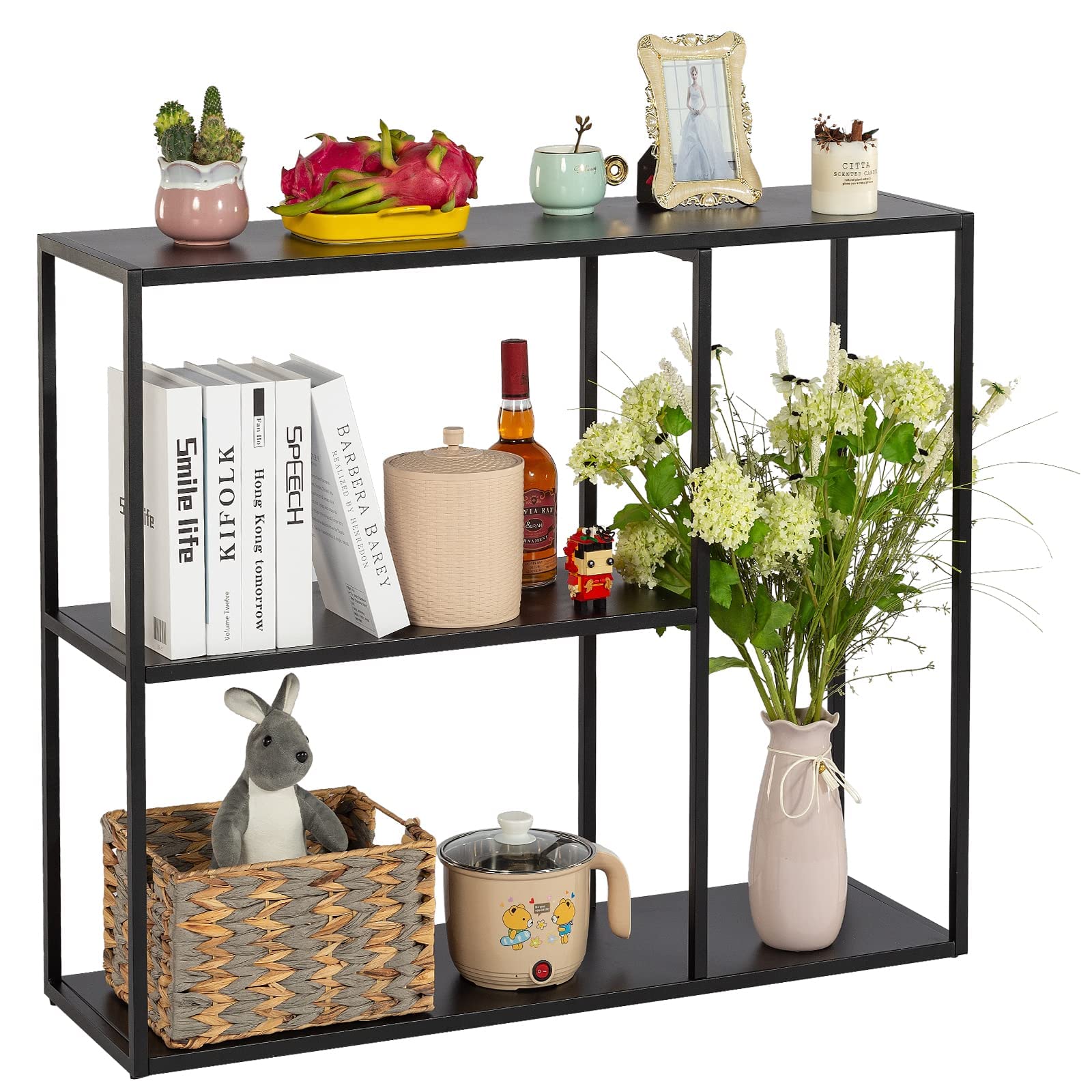 Photo 1 of GYCZYCX Metal Console Table with 3 Tier Storage Rack,Entryway Table,Industrial Sofa Table,Narrow Entry Table,Hallway Sofa Table (Black)… Large-black