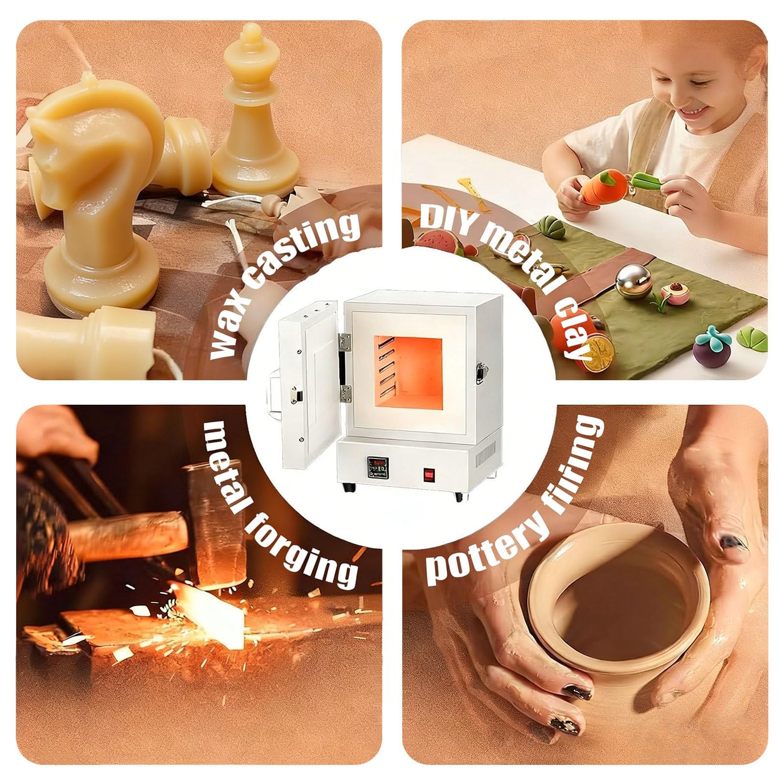 Horno Ceramica para Cerámica/Joyas - Horno Eléctrico para Cerámica 1150°C con Pantalla Digital & Calentamiento 4 Lados - para Estudio Hogar, Pequeñas Series, Desencerado, Recocido