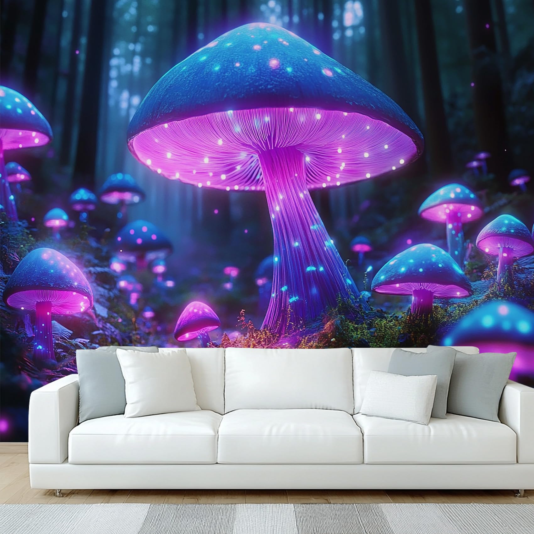 Papier peint panoramique forêt psychédélique decoration chambre