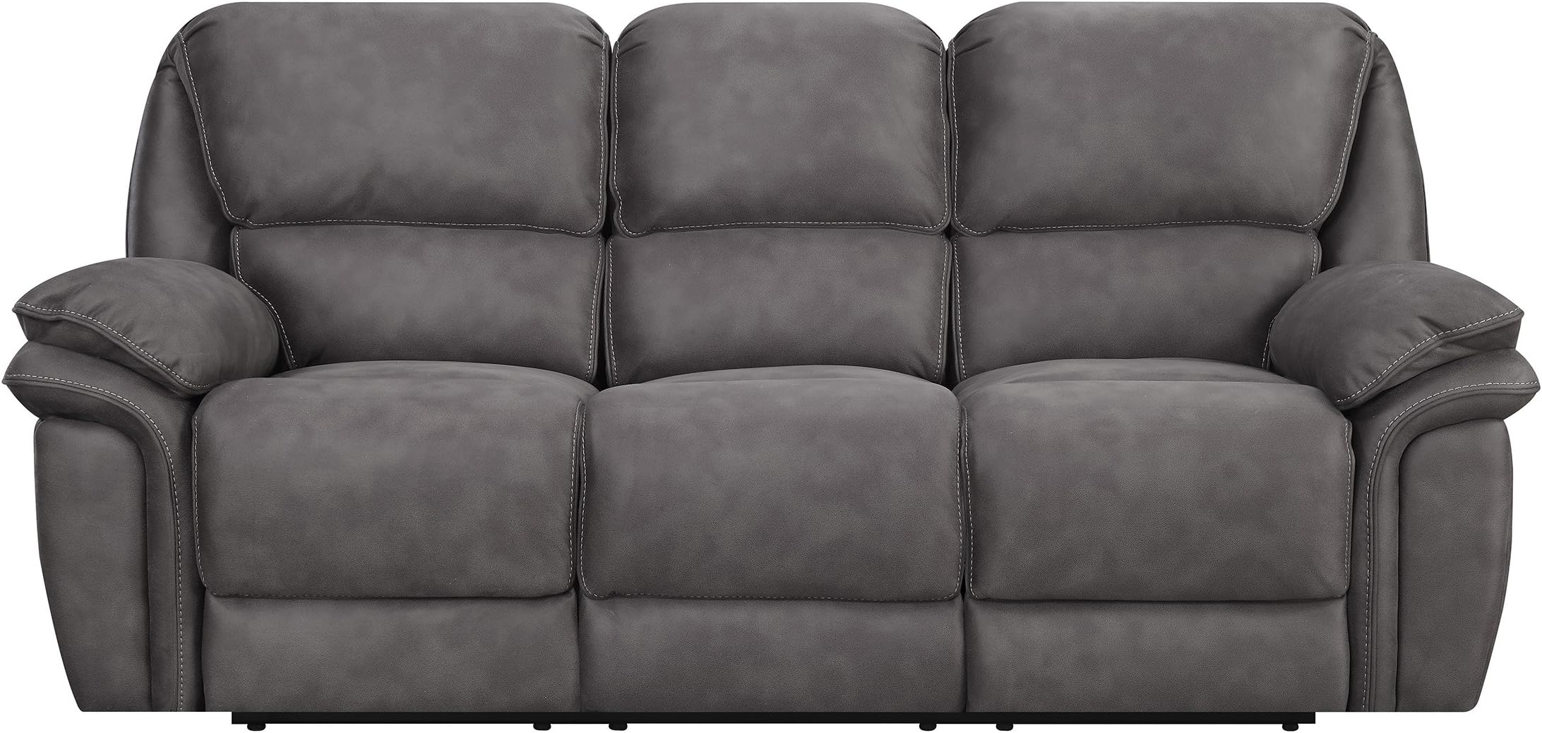 Jackson 3 Lay Flat Reclining Sofa with Memory Foam Seat Toppers, 90" x 40" x 41.5", Grey