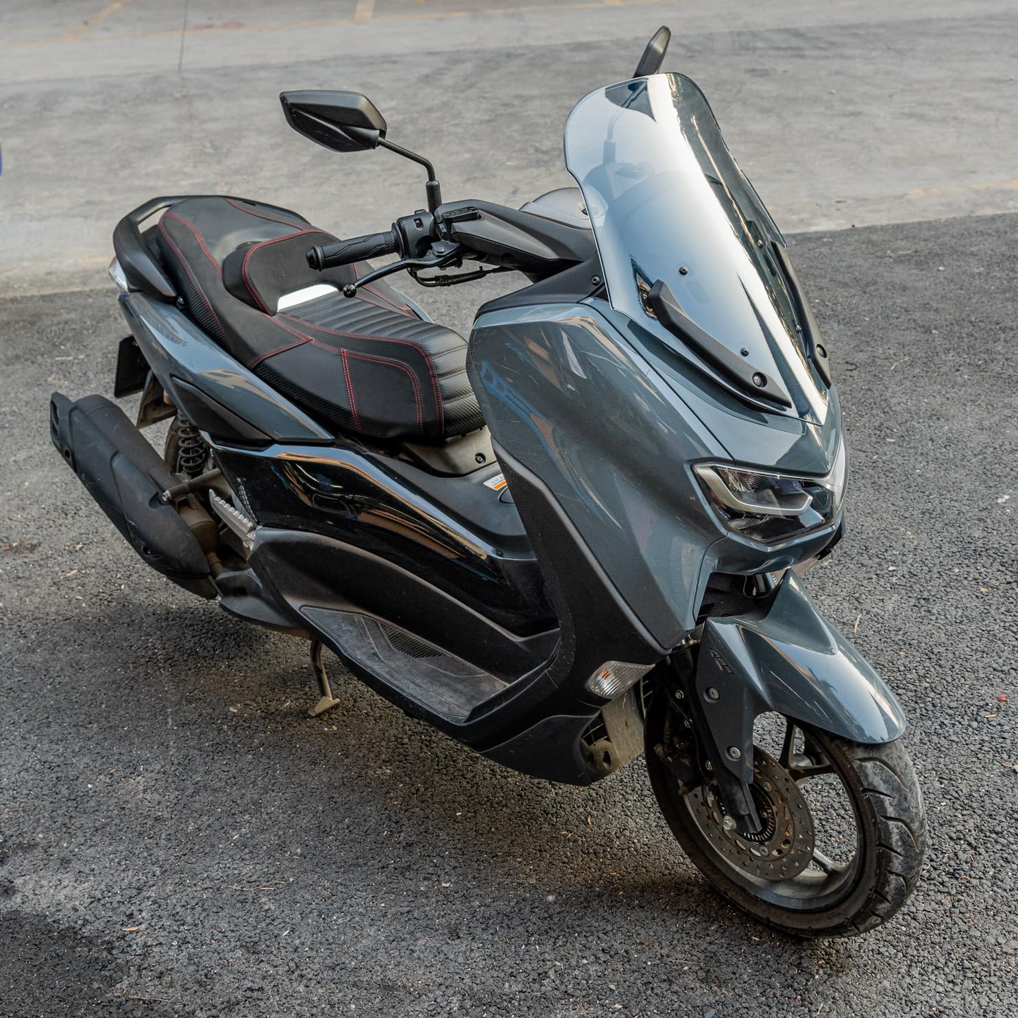 Motorrad Windschild Windschutzscheibe für NMAX155 2020 2021 2022 2023 2024 N MAX 155 Windabweiser Frontverkleidung Double Bubble Windschutz (Schwarz)