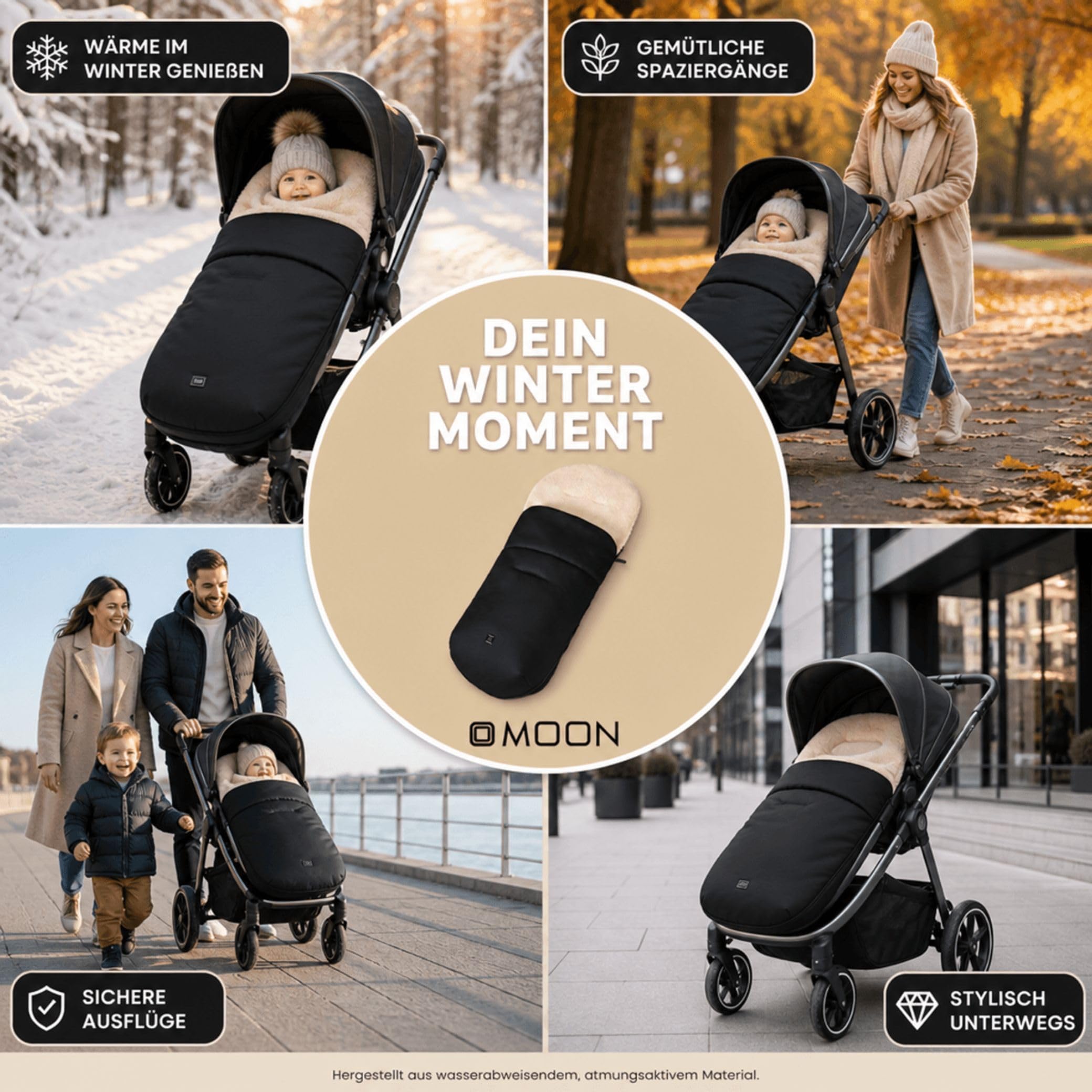 Moon Premium Baby Fußsack 96x40 cm & Windel Blaubaer | Warmer Winterfusssack herausnehmbares Teddy Fell, waschbar | Universal Kinderfusssack Für Kinderwagen Buggy | Ideale Wärmeisolierung ab Geburt