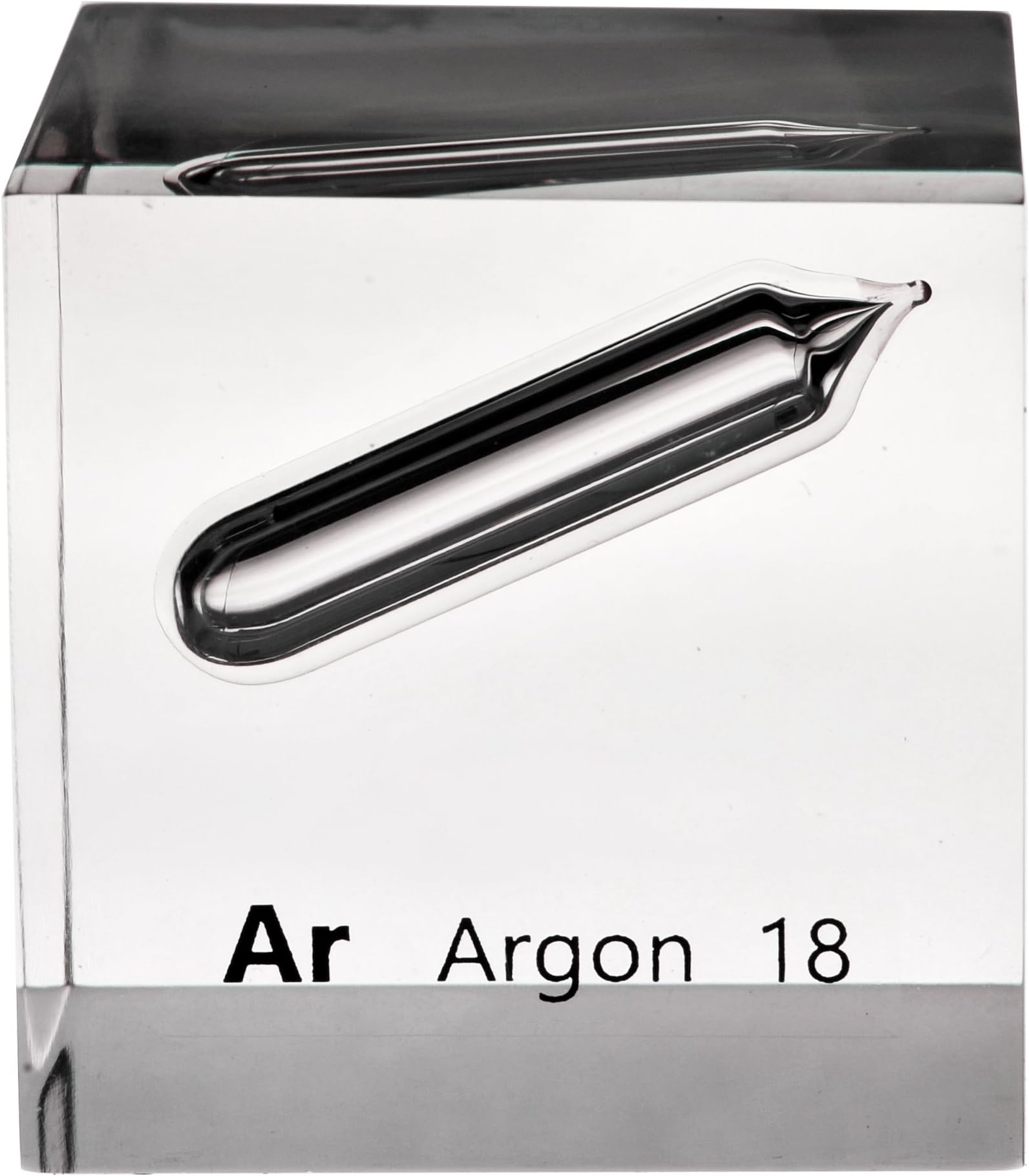 Argon Gas Ampule in 50mm (2x2in) Acrylic Cube for Element Collection