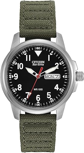 Citizen Eco-Drive Garrison Mens Watch Stainless Steel with Nylon Strap Weekender