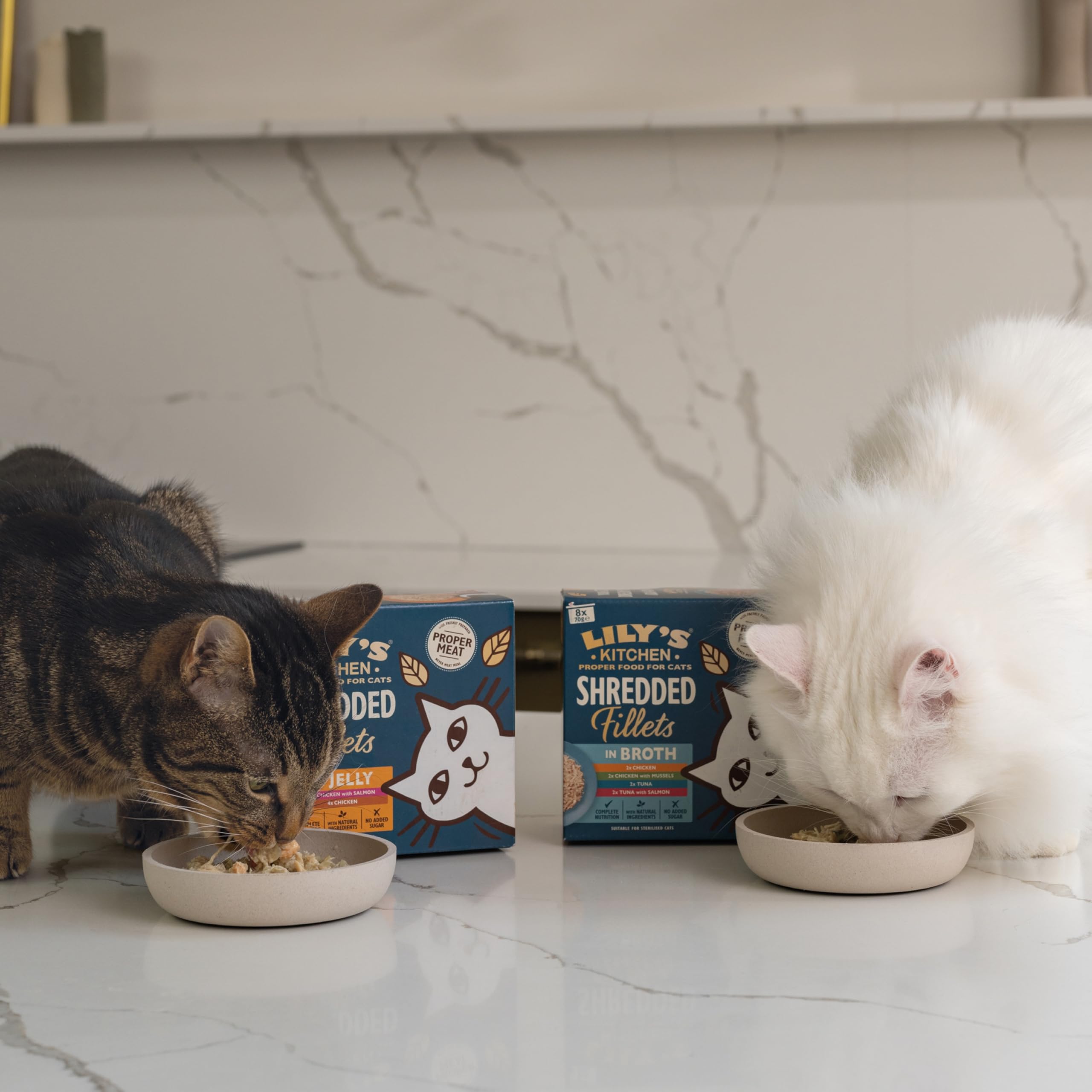 Lily's Kitchen Pack Variado Filetes Desmenuzados en Caldo para Gatos – Comida Húmeda Natural, Sin Cereales (6 x 8 x 70 g)