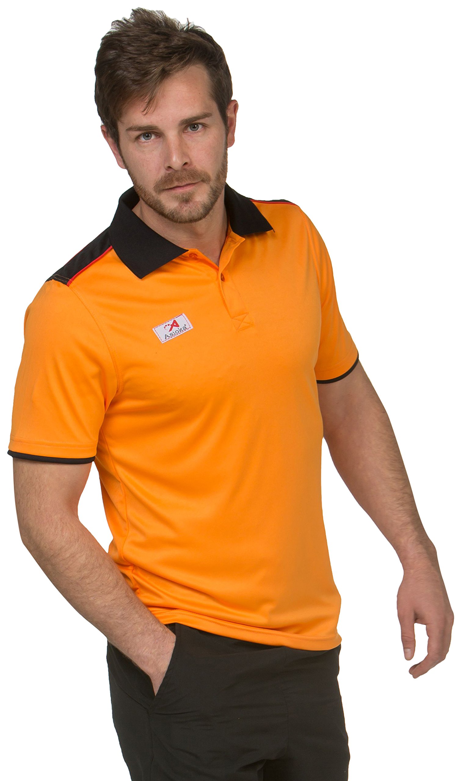 Asioka - 108/17 Technical Polo Shirt with Short Sleeves, Unisex, Adult, Unisex_Adult, 108/17 MANDARINA S, Mandarin, S