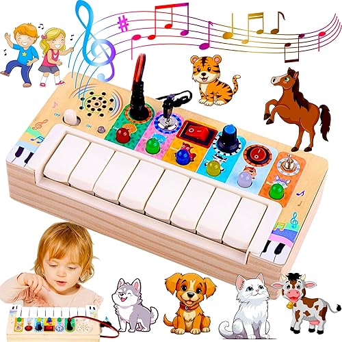 Montessori - Juguetes de mesa para niños pequeños de más de 3 años, 6 sonidos de animales diferentes y 8 notas musicales, tablero educativo