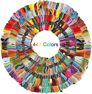 447 Color DMC Embroidery Floss Cross Stitch Threads Cotton Rainbow Color Embroidery Floss Color Palettes Bracelets Floss 8m Crafts Floss Mixed Color Embroidery Thread for Bracelets DIY Thread Crafts