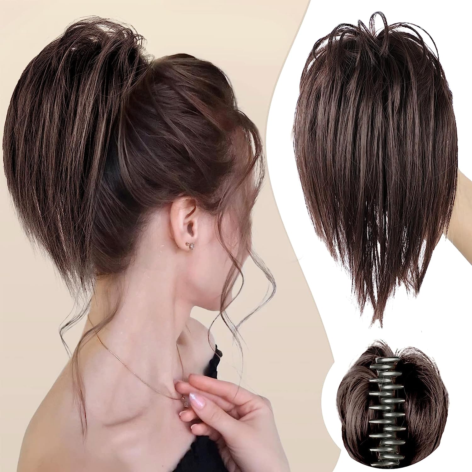 colorfulpanda Claw Clip in Ponytail Hair Extensions 10 Inch