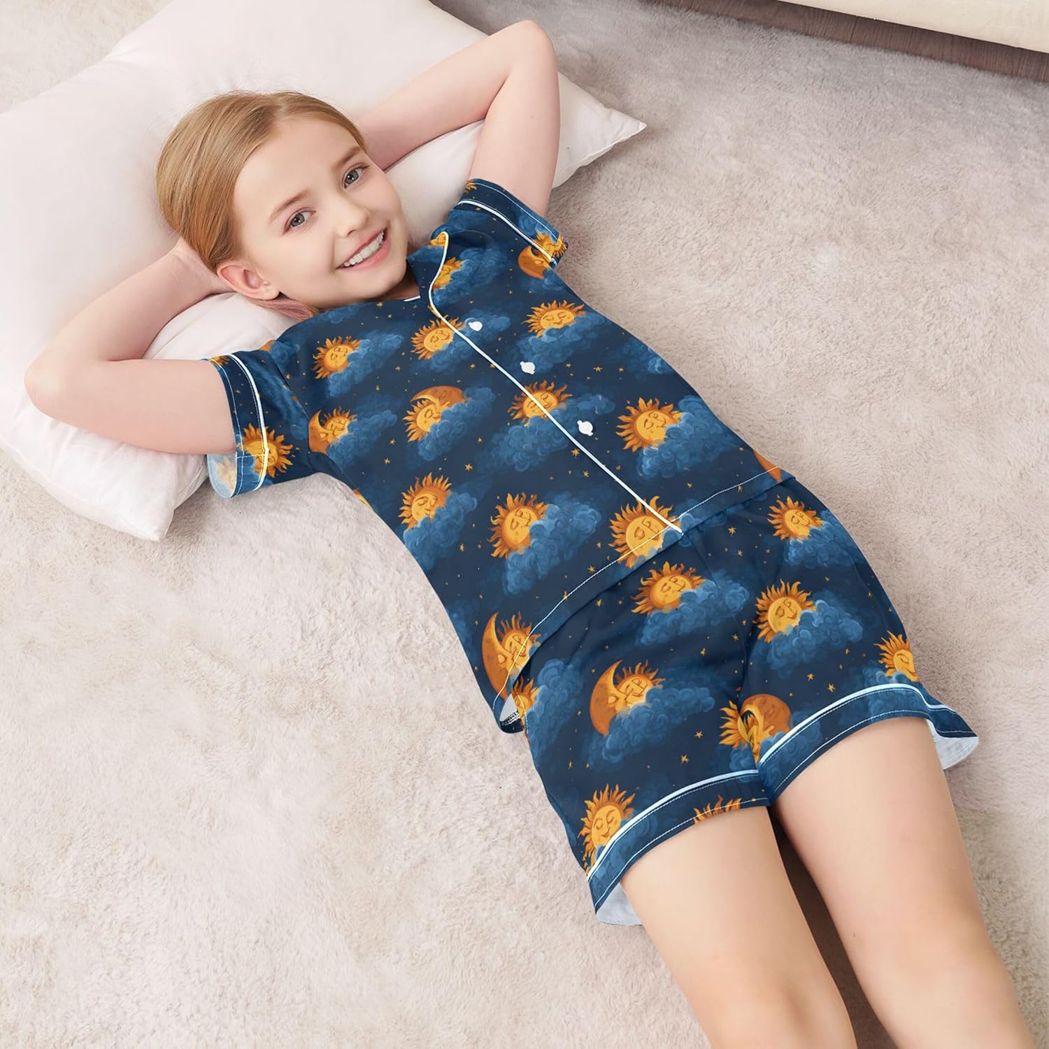 Silk Pajama Sets Short Sleeve Pajamas Soft Sleepwear 2 Piece Pjs Set