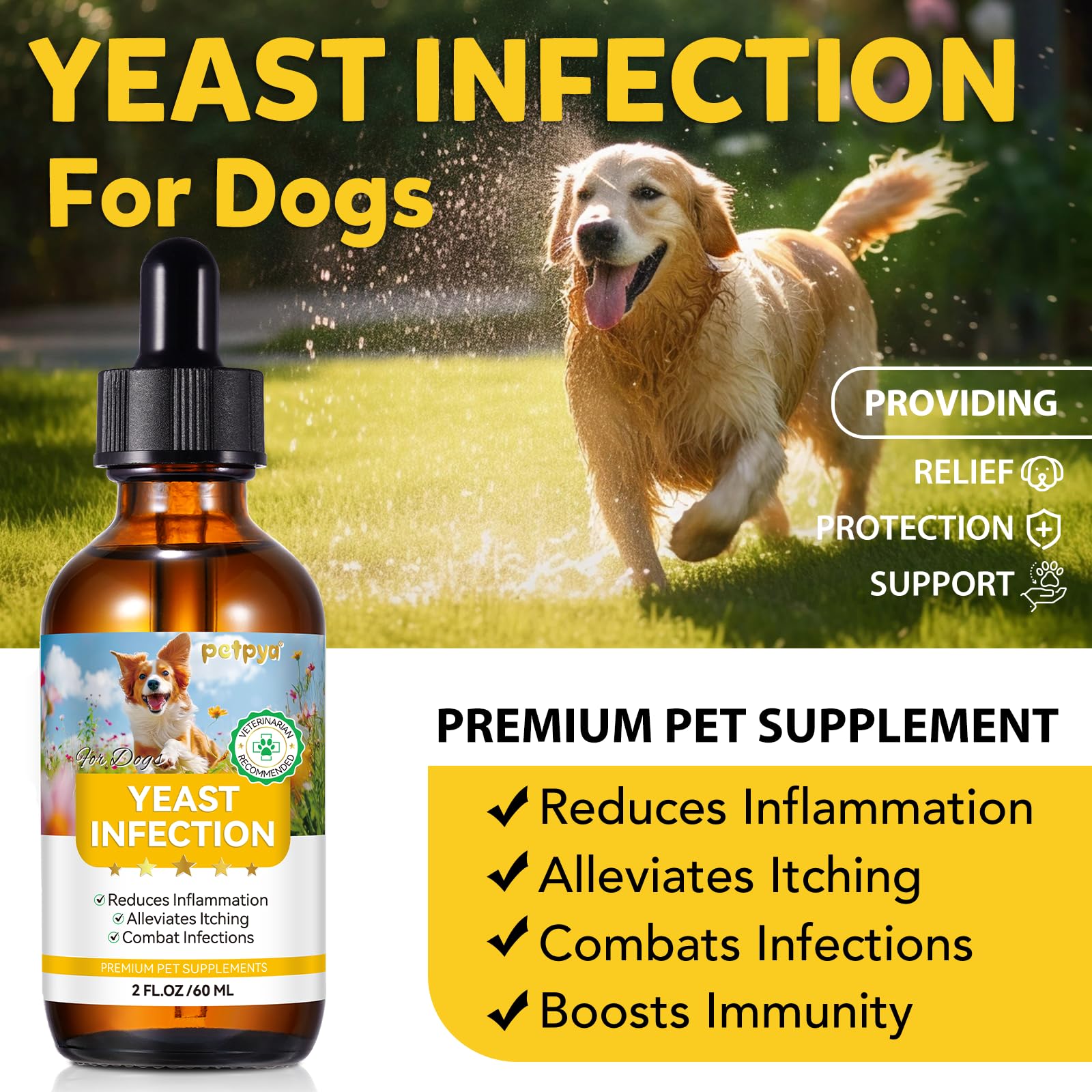Hefe Infektion Bei Hunden, Lindert Juckende Hundehaut, Anti-Allergie, SäUre Basen Gleichgewicht Wiederherstellen, NatüRliche Inhaltsstoffe, Verbessert Die ImmunitäT 60ml