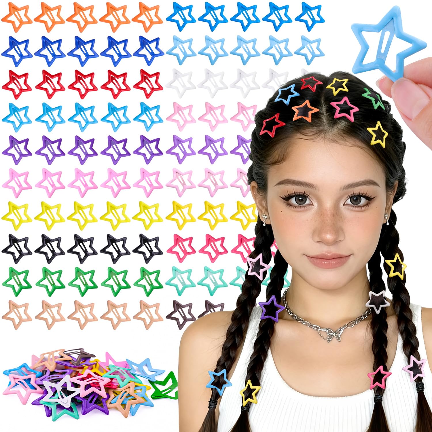 Amazon.com : Tinkrstuff 100 PCS Colorful Hair Clips, 1.18 Inch Y2K