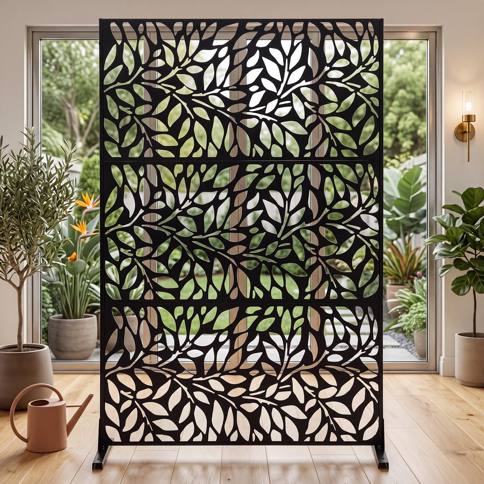 LIFEZEAL - Panel de privacidad con vistas al aire libre, panel de privacidad galvanizado, pantalla de privacidad decorativa, pared de separación para jardín, terraza, balcón, 121 x 40 x 183 cm (a