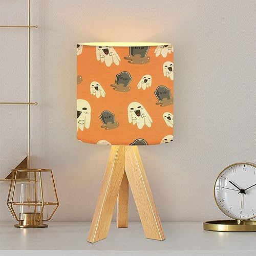DQWIJAKX91 Lámpara de mesa con trípode, patrón sin costuras, Simbol minmal Halloween para fondo, moderna mesita de noche, lámpara de escritorio